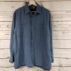 Meridian Expedition Rayon Blue Button Down Shirt